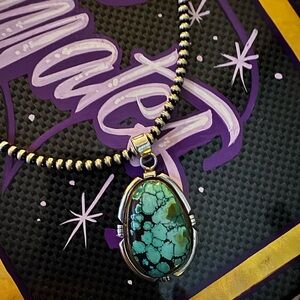 Sterling silver, turquoise and Navajo beads ￼